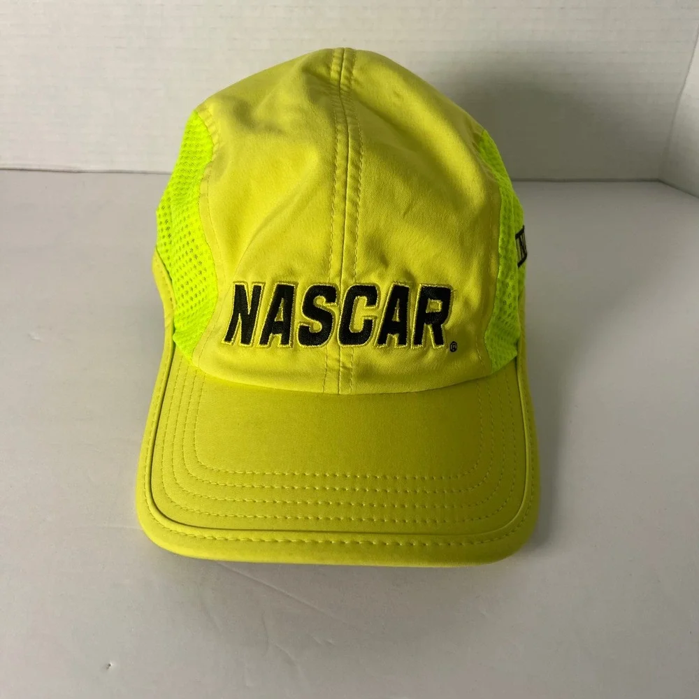 NASCAR Racing Baseball Cap Neon Yellow‎ Mesh One Size Fits Most Adjustable Strap